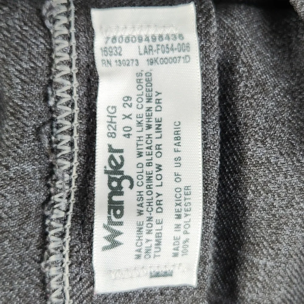 Wrangler 82HG Mens Heather Charcoal Gray Polyester Dress Pants 38x25 Flat Front